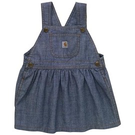 Carhartt Baby Girls' Chambray Cotton Dress Jumper, Medium Wash Blue Denim