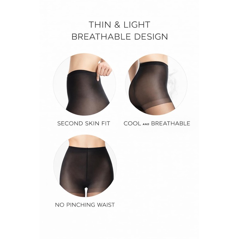 PIOGOWE 2Pack Sheer Tights for Women, 20D Legs, 40D Reinforced