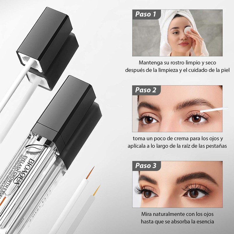 2pc Suero para el crecimiento de cejas y pestañas, cepillo