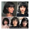 Pelucas Para Mujer Ondulada Corto Pelo Negra Cabello Natural