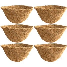 12-inch Hand Formed Hanging Basket Coco Fiber Liner with Water Retainer(C417L-6) - Pack of 6 Liners