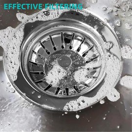 2 Pack Sink Plug strainer, Stainless Steel Sink Plug Replacement, Dual Functional Kitchen Sink Strainer plug for Food Waste/Hair Catcher, UK Sinks Hole Diameter 83mm