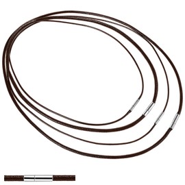 AHQiZFX Brown Cord Necklace, 4pcs DIY Woven Wax Rope Chain for Pendant, 1.5/3mm Width, 16”18" 20" 22" Brown Fake Leathers Cords with Clasp, Beading Cords and Threads for DIY Jewelry Making