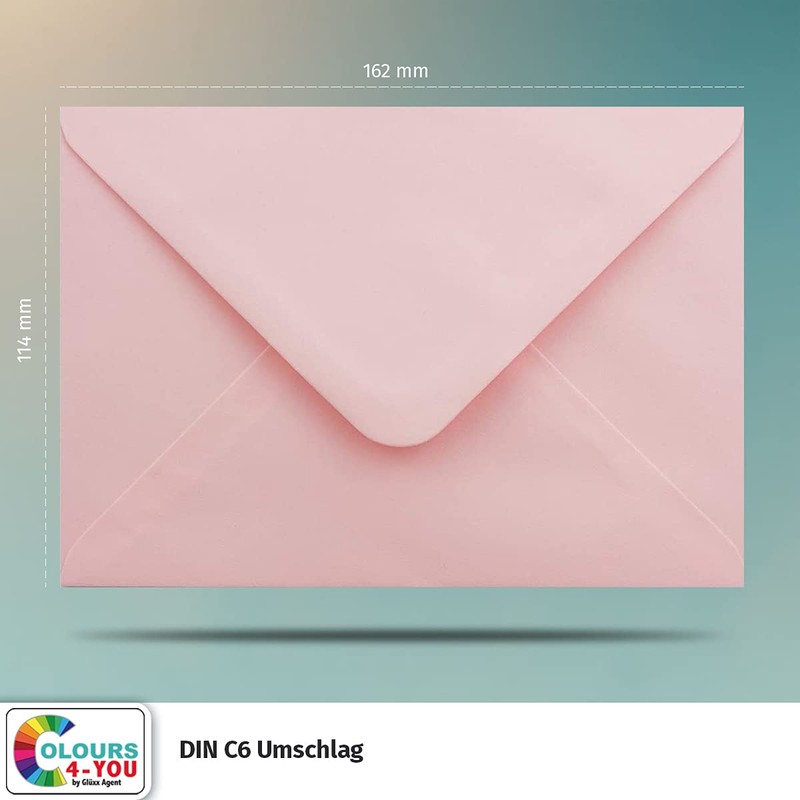 COLOURS-4-YOU Envelopes, DIN C6, Pink, 11.4 x 16.2 cm, 100