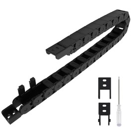 LMioEtool R28/38 15mm x 20mm(Inner H x Inner W) Black Plastic Cable Wire Carrier Drag Chain 1M Length for CNC, with End Connectors - Semi Enclosed Type (Inner side openable)