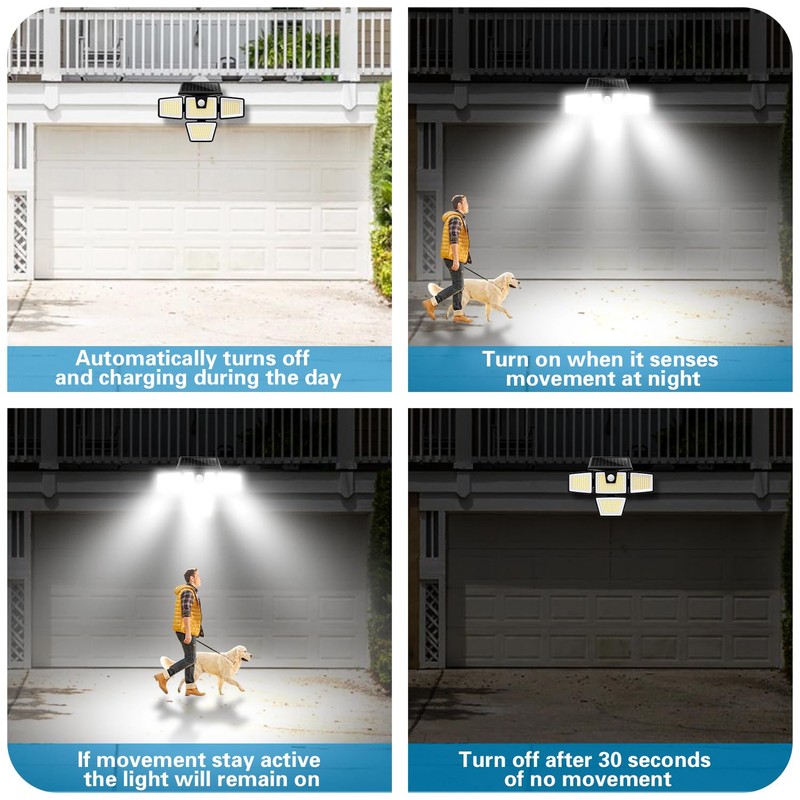 AmeriTop Solar Lights Outdoor, 2 Pack 300 LED High Brightness