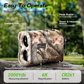LuyFuitre 2000 Yards Hunting Laser Rangefinder, Rangefinder for Bow Hunting with Angle Compensation, 6X Zoom Golf Range Finder for Shooting, Rangefinder Illuminated for Rifle Hunting, Deer