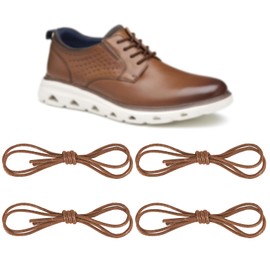 UamGlsob 2 Pairs Dress Shoelaces for Johnston and Murphy Men Oxford, 5/64''(2MM) Thin Waxed Shoe Laces Replacement Strings (Brown, 47"/120cm)