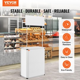 Promotion Counter Table, Pop Up Podium with Storage Rack/Carrying Bag - Banner Type