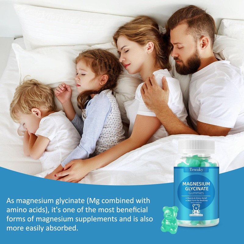 Magnesium Glycinate Gummies 2 Bottles, Sugar-Free for Adults & Kids,