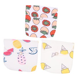 Ipetboom 3Pcs Adorable Sanitary Holder Stylish Period Pouches for School Office Convenient Button Design Mixed Color Storage Bags