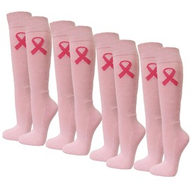 COUVER Knee High Sports Athletic Baseball Softball Socks, 4 Pairs Pack, Light Pink/Ribbon, Large