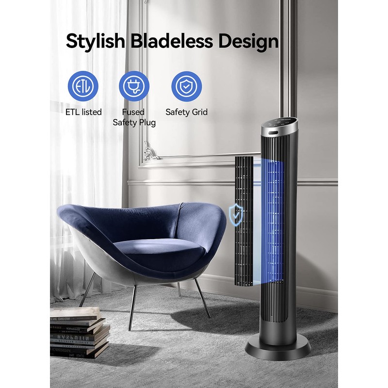OmniBreeze Digital Electric Tower Fan, with Remote Control, LED Display,