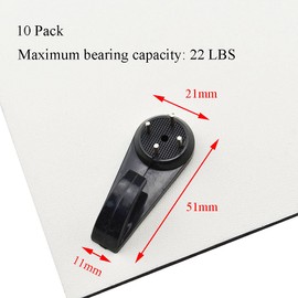 Binzzo 5.1cm Length Hardwall Hanger Non-Mark Instantly Hanging Strong Adhesive Invisible Traceless Nails Hooks Mount Fasteners 10 Pieces for Picture Frames LED Light Apartment Cinder Block Wall