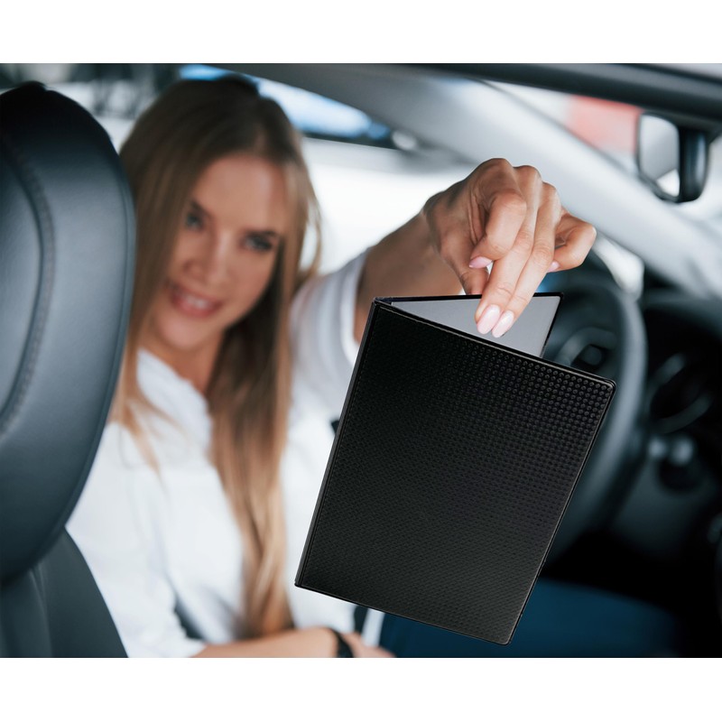 Pubblimania Carbon Document Holder for Car and Motorcycle, Double Flap