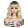 WIGER Short Ombre Ash Blonde Wave Hair with Bangs Synthetic