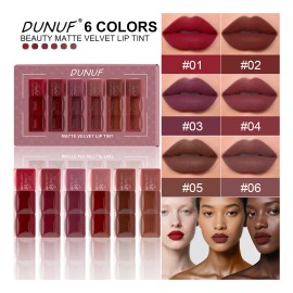 Dunuf 6 Piezas Fácil De Colorear Terciopelo Lip Gloss Set.                                                                                            