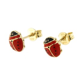 Lucchetta - Jewellery Gold Ladybird - Bracelet | Necklace | Earrings - 9ct Yellow Gold Lucky Charm for Girls, Yellow Gold, No Gemstone