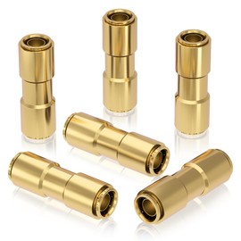 CheeMuii 6 PCS 3/8 Brass DOT Air Line Fitting Straight Union Quick Connect Fittings 3/8 Air Hose DOT Air Fittings for Semi Truck Trailers Industry Air System