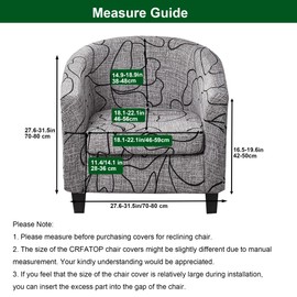 CRFATOP 2 Piece Club Chair Slipcover Stretch Barrel Chair Covers Printed Tub Chair Slipcovers Soft Armchair Sofa Cover Removable Couch Furniture Protector Arm Chair Cover for Living Room,D27