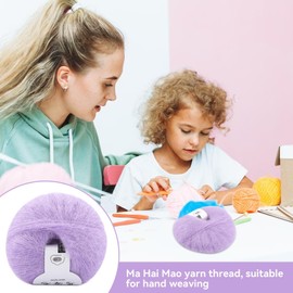 2PCS Mohair Yarn, Wool Yarn for Knitting Merino Angora Mohair Yarn Soft Mohair Knitting Wool Yarn Mohair Yarn for Knitting Thread Supplies (16 snow green)