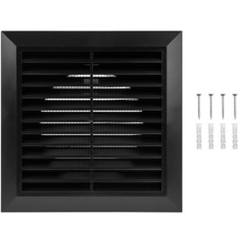 HVAC OV 4 Inch Fit - Black Plastic Vent Cover - Exhaust Dryer Vent Cover - Built-in Protection Screen and Screws Included - Outside Dimensions: 6.7 x 6.7 Inches