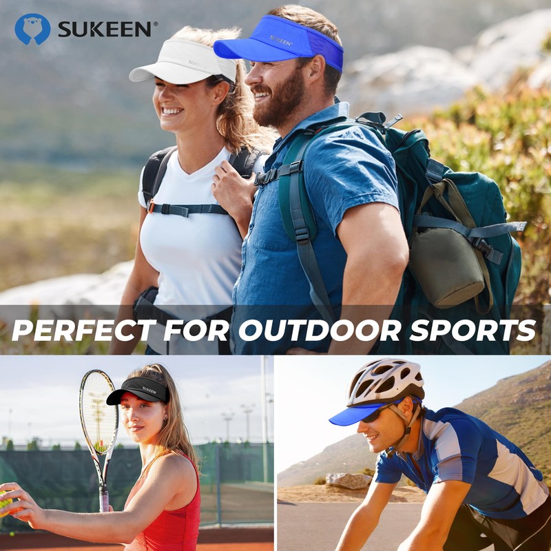 Sukeen 3 Pack Sports Sun Visor Men Women Lightweight Packable