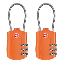 NAGE TSA Lock, Suitcase Lock, Combination Lock, 3 Digit Combination Lock, Suitcase with Flexible Cable, Combination Lock Small, Small Lock for Luggage, Handbags, Gyms (2 Pieces, Orange)