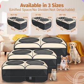2-in-1 Dog Playpen 46.5''Pop Up Cat Pet Playpen, Assembly-Free Indoor Outdoor Kitten Enclosure, Kitten Pen Cat Cage Portable Puppy Tent Crates Kennel for Small Animals(No Divider, Unified Space)