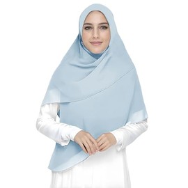Lina & Lily Premium Chiffon Hijab Head Scarf Shawl Wrap for Muslim Women Square 145 x 145cm (Baby Blue)