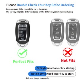 LJMTBKAN TPU Key Fob Case Cover Suitable for 2019 2020 2021 2022 Hyundai Santa Fe Palisade Kona Elantra GT Veloster Smart Key Fob