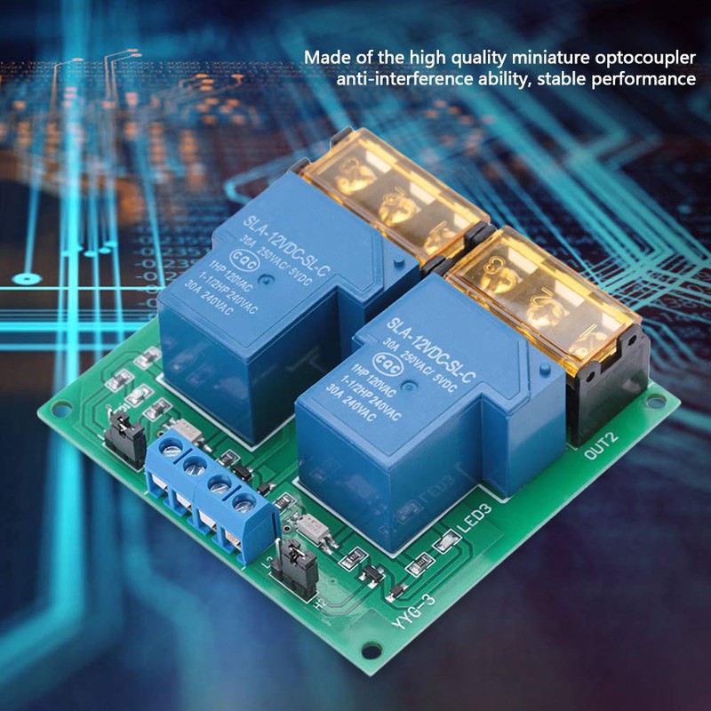 30A YYG-3 DC12V 2 Channel Relay Module Relay Switch, Two