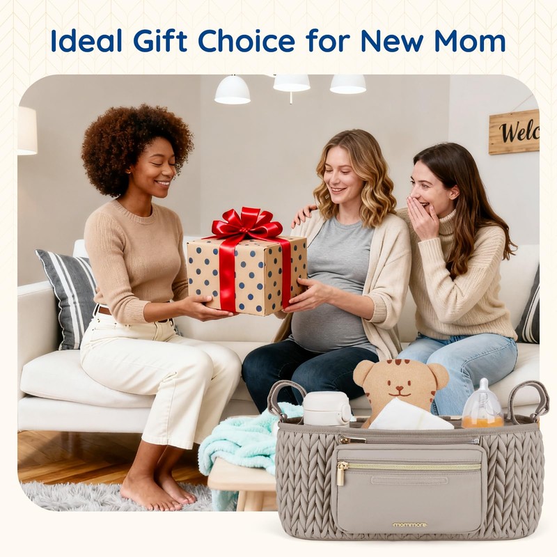 mommore Stroller Organizer with Insulated Cup Holders, Adjustable Stroller Caddy