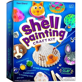 Dan&Darci Kids Sea Shell Painting Kit - Arts & Crafts Gifts for Boys and Girls Ages 4-12