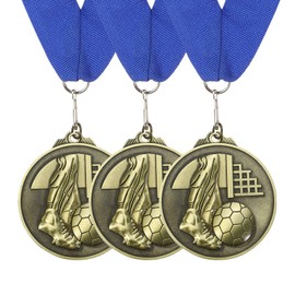 PATIKIL 3Pcs Award Medals, 3 Inch Football Place Medals Trophy with Neck Ribbon Football Party Favor Prizes for Sports Meetings Competitions, Bronze