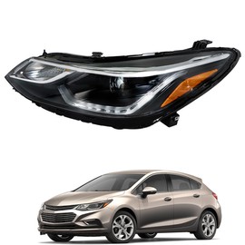 Thomletha Driver Side Headlights Assembly Halogen Replacement for Cruze 2016-2018 with DRL Housing Chrome Lamp LH 1PC GM2502429 84106694