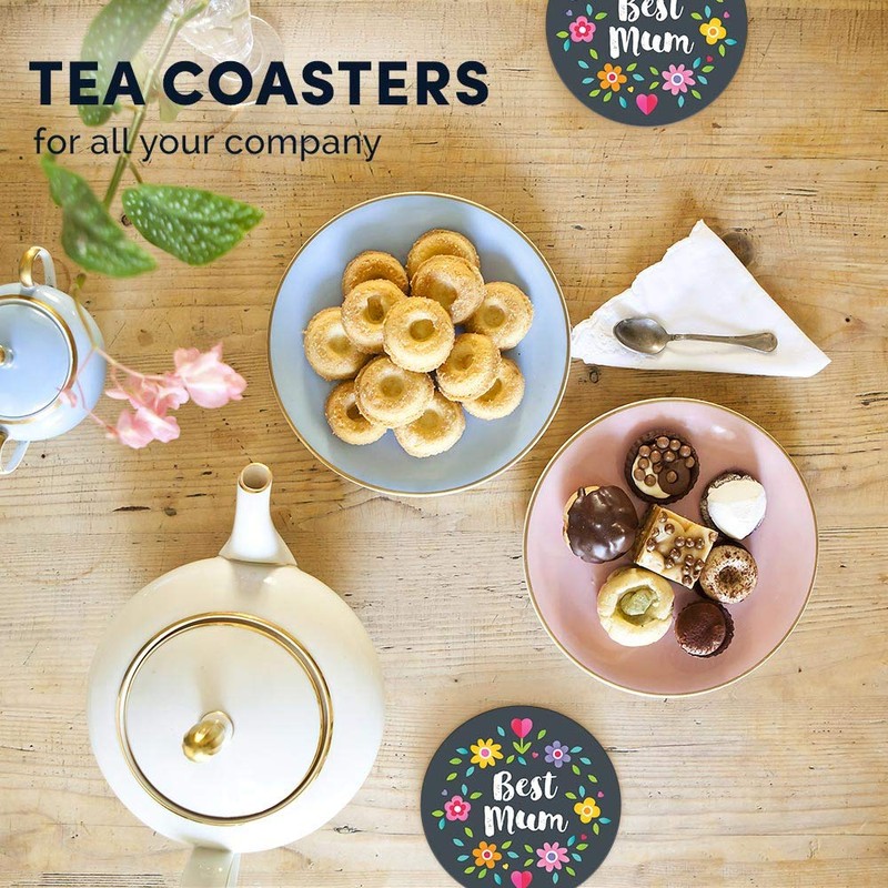 Round Single Coaster - Best Mum Flowery Pattern Mothers Day
