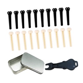 BIUDECO Folk Guitar Bridge Pin Set with Bridge Pin Puller Durable Plastic Pegs for Acoustic Guitar Strings Black and White Accessories for Musicians