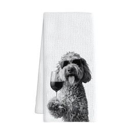 CEBTHN Wine Cavapoo Kitchen Towels, Cavapoo Gifts for Women Dish Towels for Kitchen Drying, Dog Lover Mom Gifts for Women Hand Towels for Bathroom, 16x24 Inch
