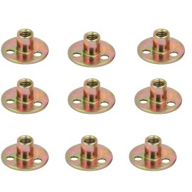 Socell 3/8"-16 Brad Hole Tee Nut Carbon Steel Round Base Screw-in T-Nuts Furniture Hardware Flange Insert Female Thread T-Nut 3/8"-16（12pcs）