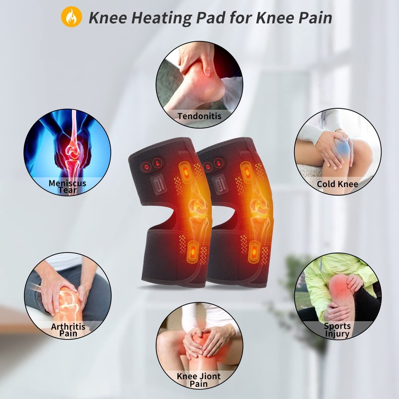 FEETMOR Heated Knee Brace Wrap with Massage - Battery Powered