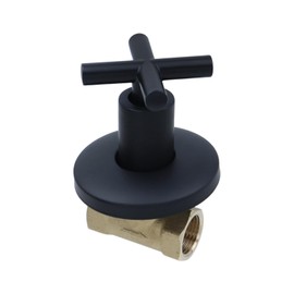 Dnyta Brass Concealed Water Stop Valve, Water Shut Off Valve Flow Control Pressure Regulator with Cross Handle for Kitchen Bathroom (1/2 in, Black)