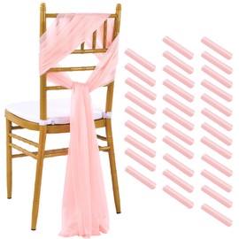 32 Packs Blush Chair Sashes 8FT Long Universal Chair Cover for Wedding Reception Restaurant Event Decorations