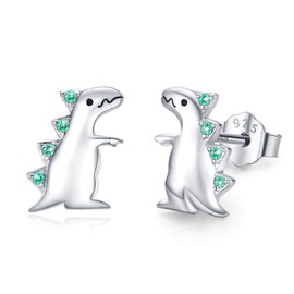 Dinosaur Earrings for Women 925 Sterling Silver Hypoallergenic Green Dinosaur Stud Earrings Animal Jewelry Gift for Dinosaur Lover Birthday Christmas