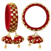 Aheli Red Indian Traditional Kada Bangle Bracelet with 2 Hangings