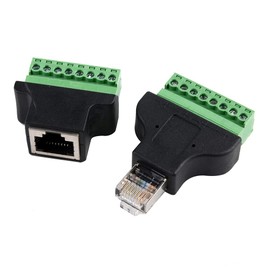 euroharry RJ45 to Terminal Block 8-Pin Adapter LAN Network Ethernet Converter to 8 Pin Screw (1 x Female + 1 x Male)