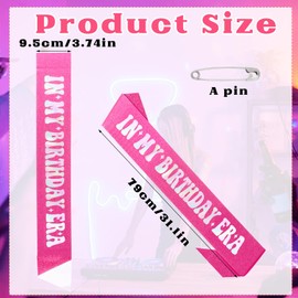 Loghohu In My Birthday Era Birthday Sash, Happy Birthday Sash with Iridescent Foil Glitter Hot Pink Birthday Sash for Women Girls Any Birthday Gifts Party Decorations