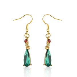 CENWA Anime Cosplay Earrings Anime Jewelry Green Colored Crystal Teardrop Earrings Gift For Fans, Metal, No Gemstone