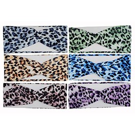 6 PCS 4" Wide Yoga Headband for Women Girls Headwrap Hairband Twisted Color Assorted (Leopard)
