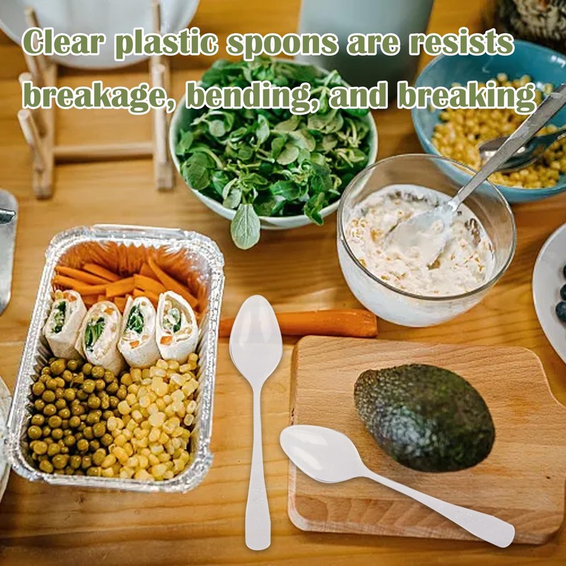 100 Pcs Dessert Spoons, 9.5cm Plastic Small Dessert Spoons, Mini